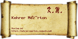 Kehrer Márton névjegykártya
